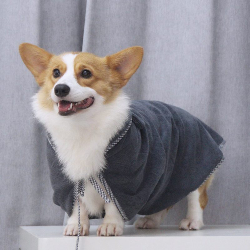 Cape de bain à capuche oreilles d’ourson pour chien — microfibre