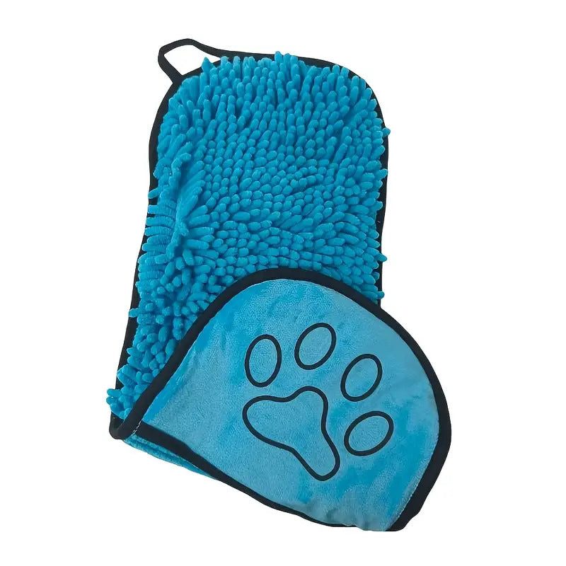 Chenille handdoek voor hond en kat — twee zakken voor je handen
