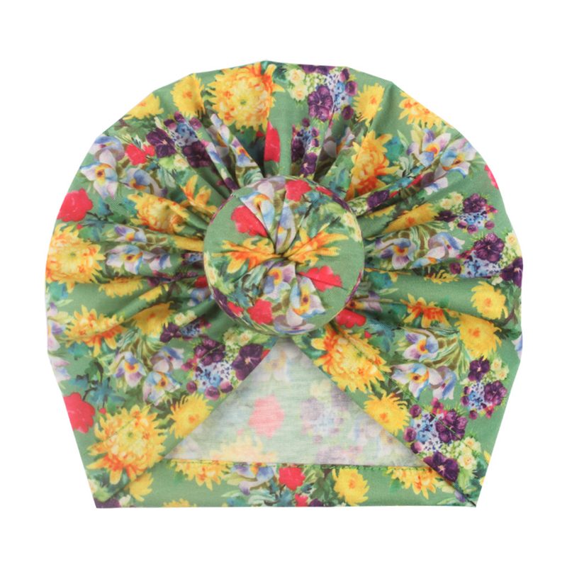 Bonnet turban bébé à nœud — imprimés fleuris