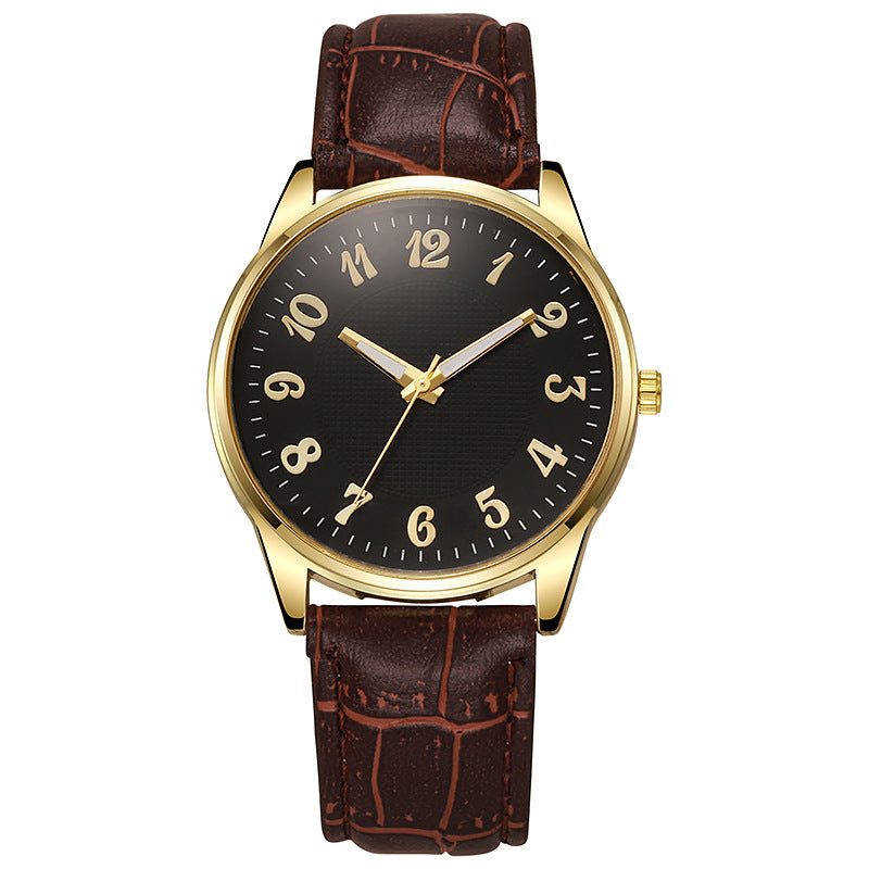 Klassische goldene Herrenuhr mit Lederarmband