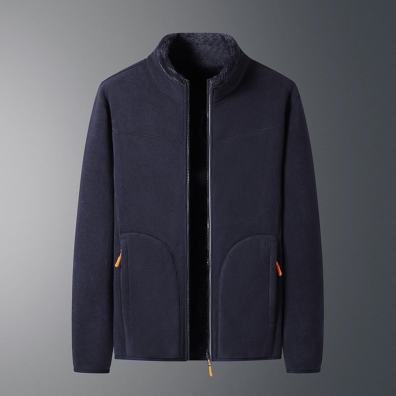 Full-zip high-neck fleece, double-faced — colour