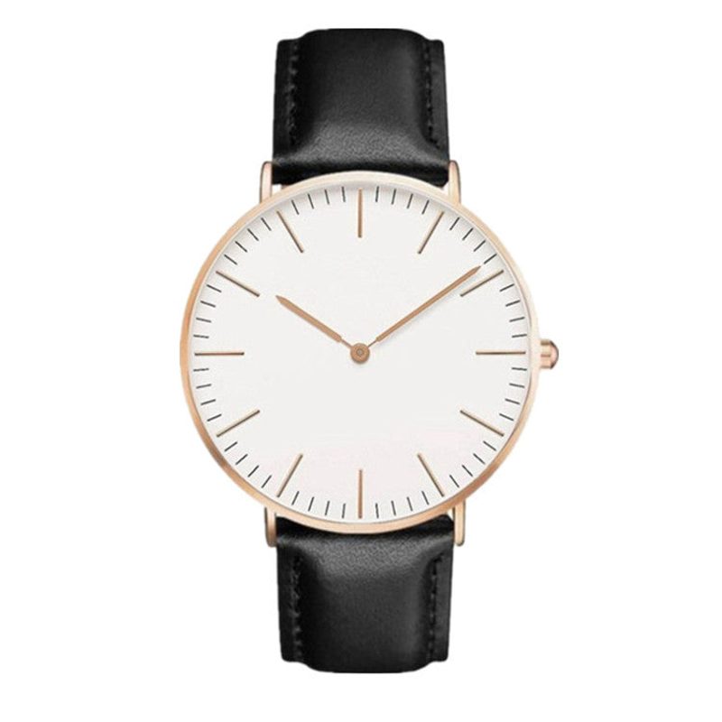 Minimalistische Unisex-Uhr, Zifferblatt 40 mm und Lederarmband