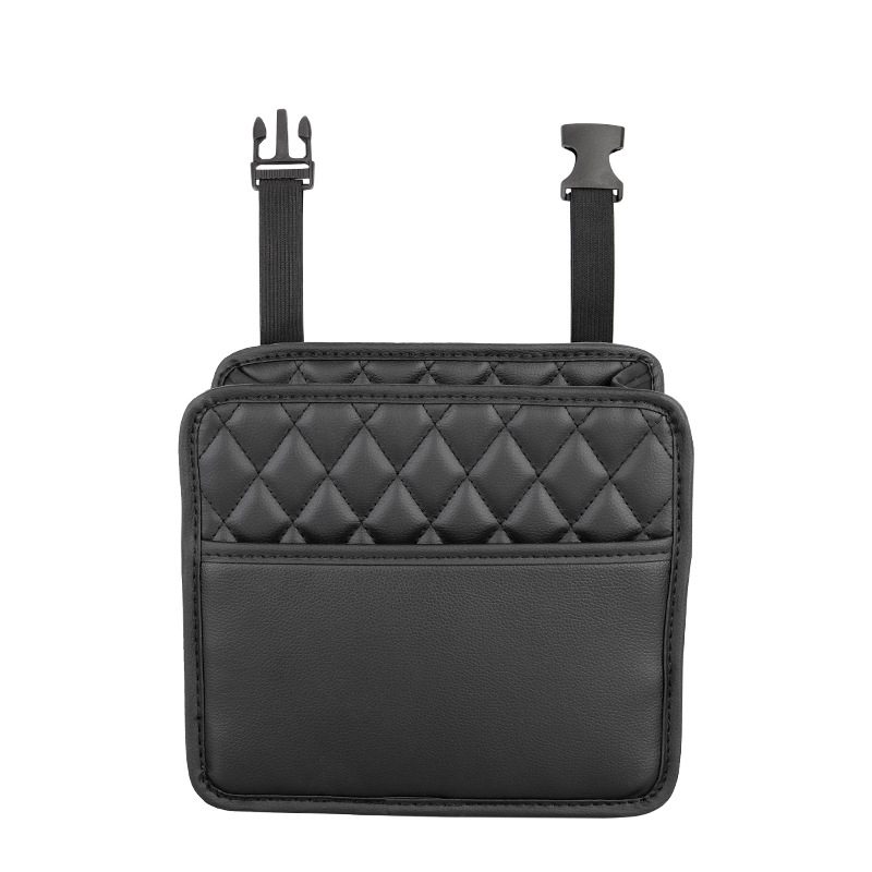 Pochette de dossier de siège matelassée aspect cuir — 25 × 25 cm