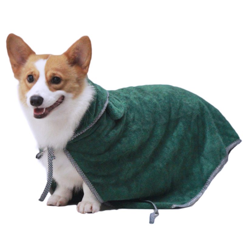 Cape de bain à capuche oreilles d’ourson pour chien — microfibre