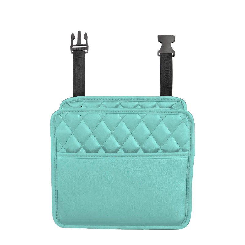 Pochette de dossier de siège matelassée aspect cuir — 25 × 25 cm