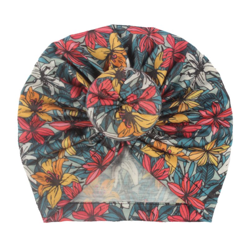 Bonnet turban bébé à nœud — imprimés fleuris