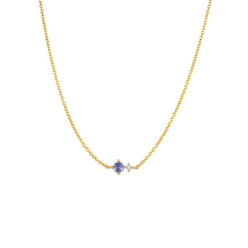 Collier pierre de naissance en argent 925 doré — chaîne fine