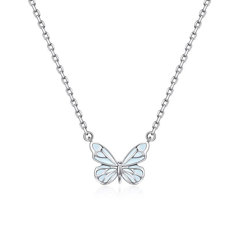 Vlinder van 925 zilver met lichtgevend email — ketting of armband