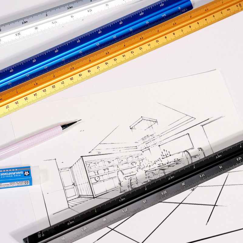 Aluminium triangular scale ruler — technical drawing