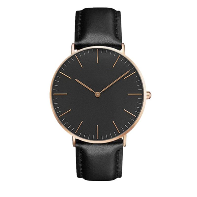 Minimalistische Unisex-Uhr, Zifferblatt 40 mm und Lederarmband