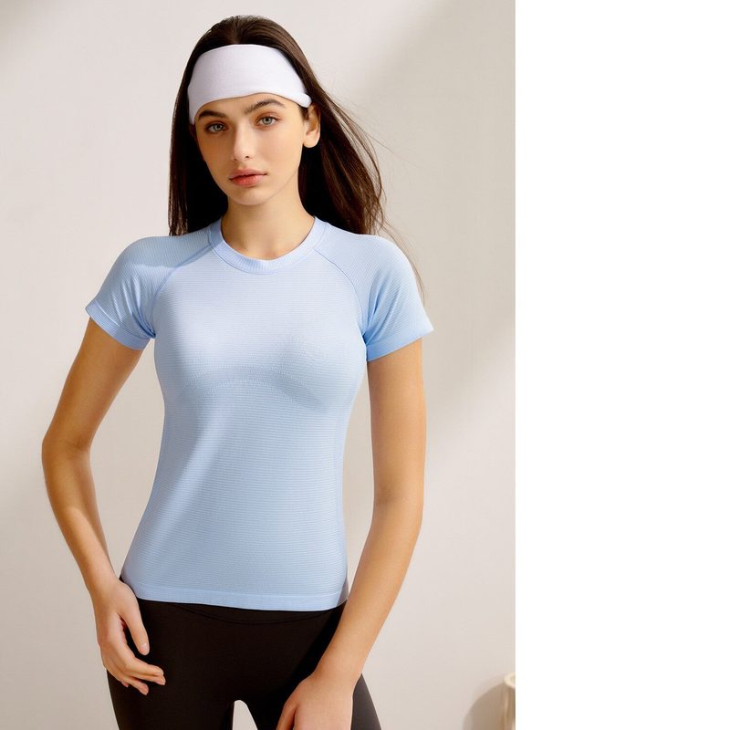 Dopasowany T-shirt sportowy z rękawem raglanowym — cienka dzianina