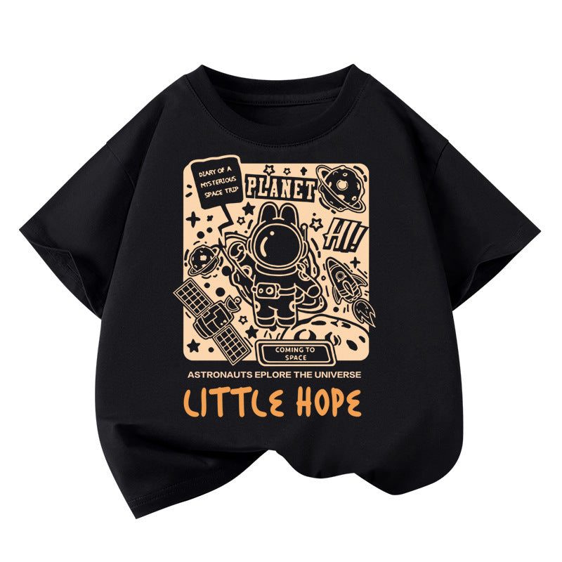 Boys’ cotton T-shirt — loose fit, short sleeves