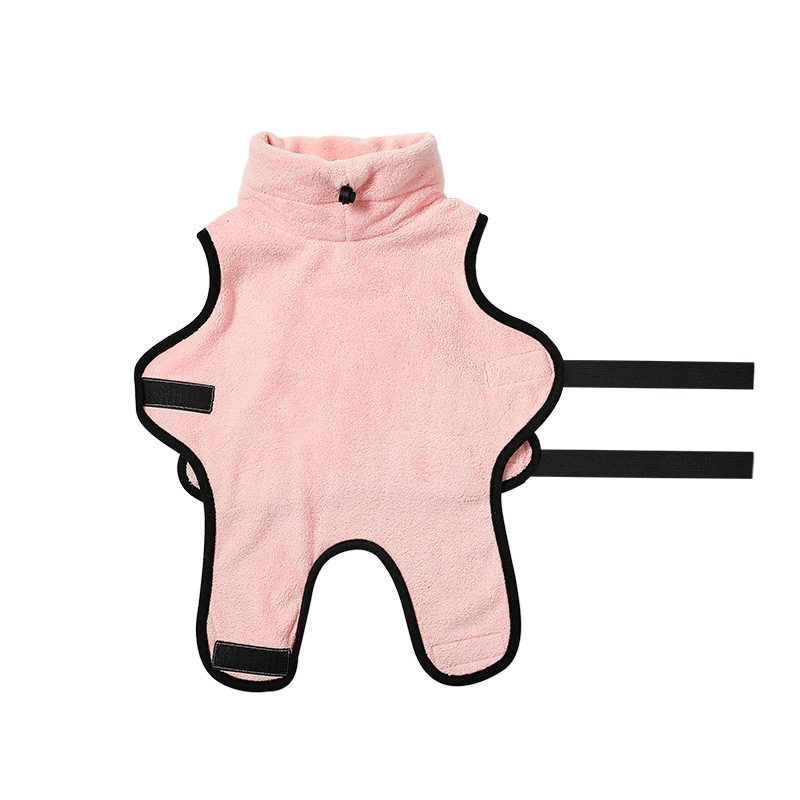 Peignoir de séchage pour petit chien — microfibre épaisse, col montant