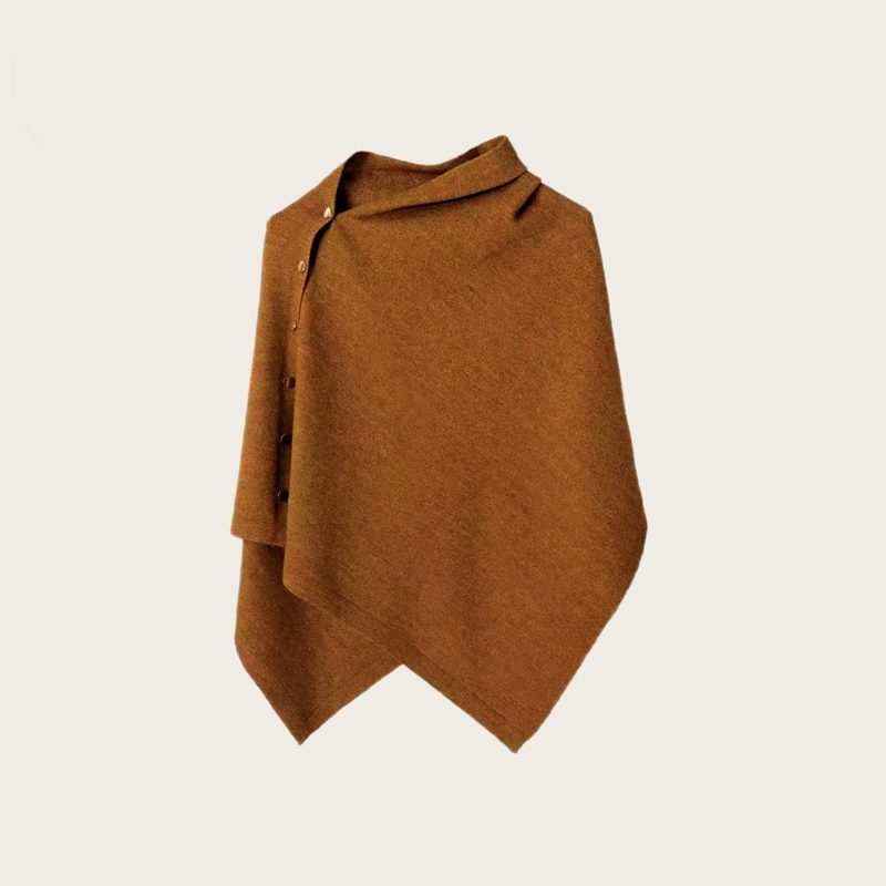 Cape en maille asymétrique boutonnée, col drapé
