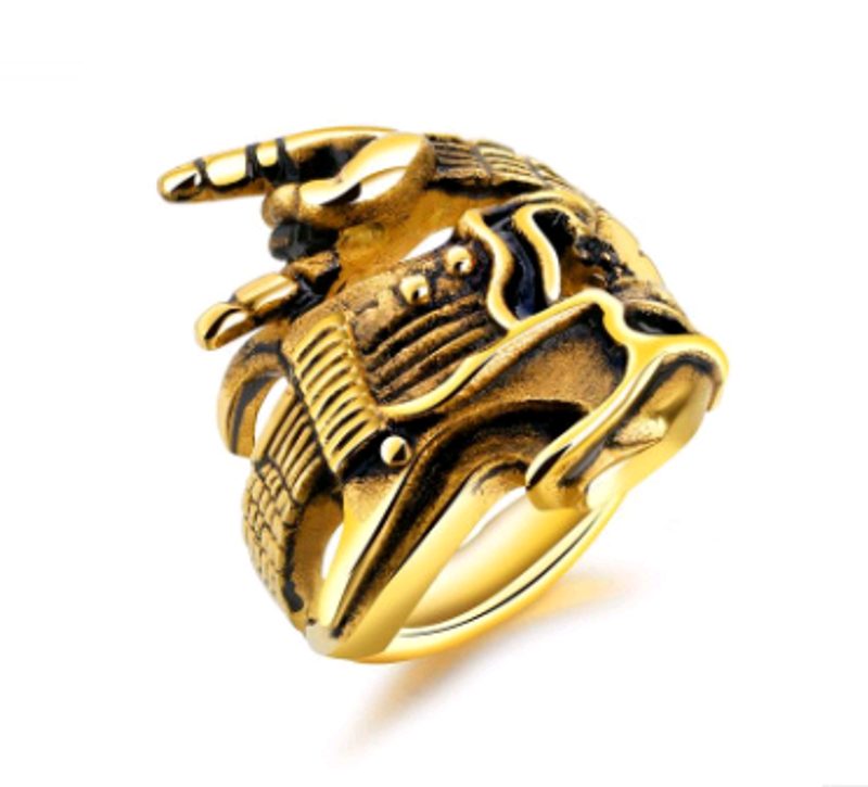 Herrenring mit skulptiertem Motiv — Titanstahl, Ausführung — Farbe