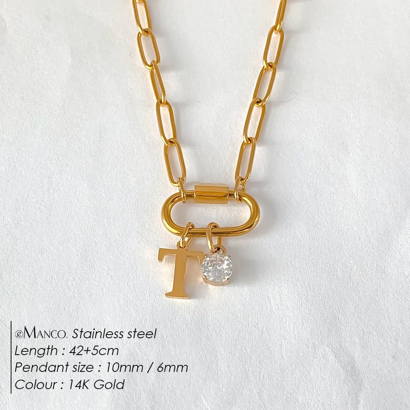 Collier lettre à personnaliser — initiale A à Z, acier inoxy — coloris