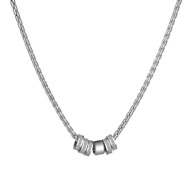 Herenketting met schuivende bezette ringen — titaniumstaal