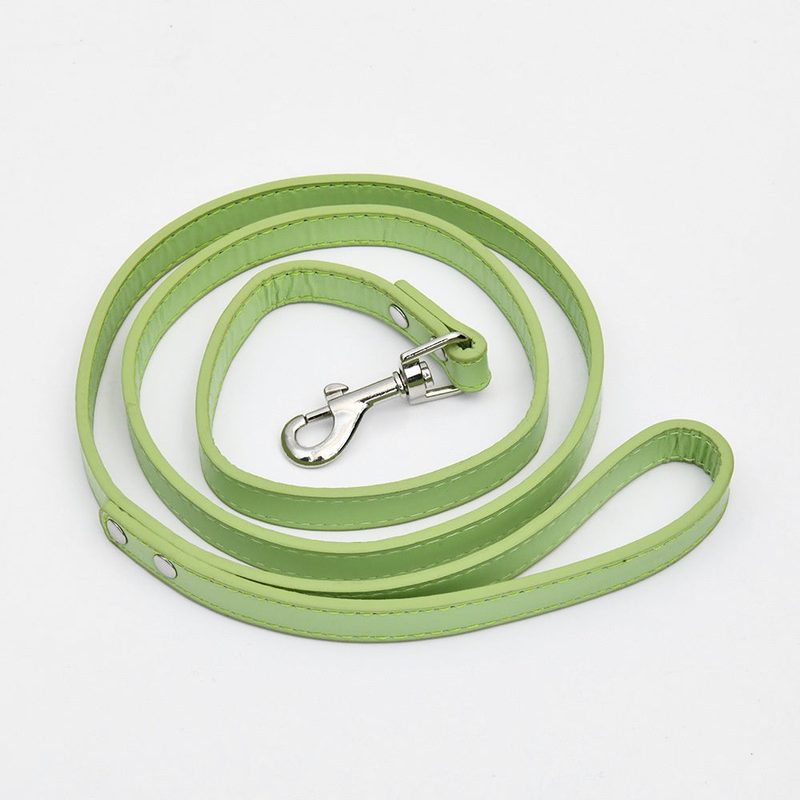 Faux leather dog lead with lined handle — colour
