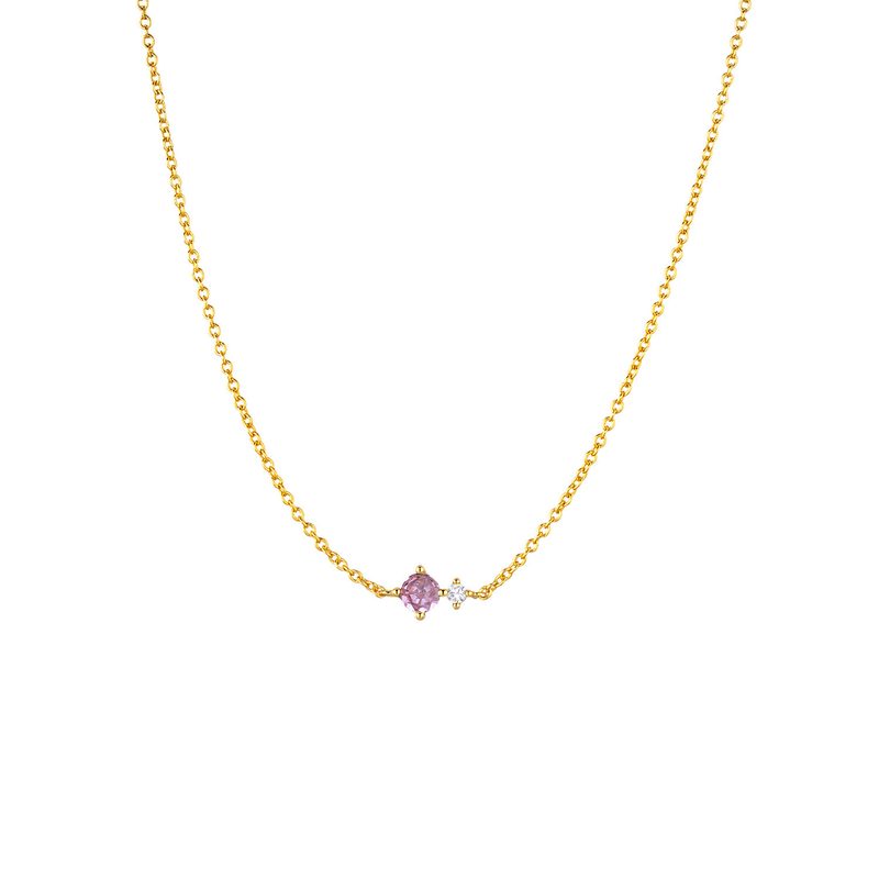Collier pierre de naissance en argent 925 doré — chaîne fine