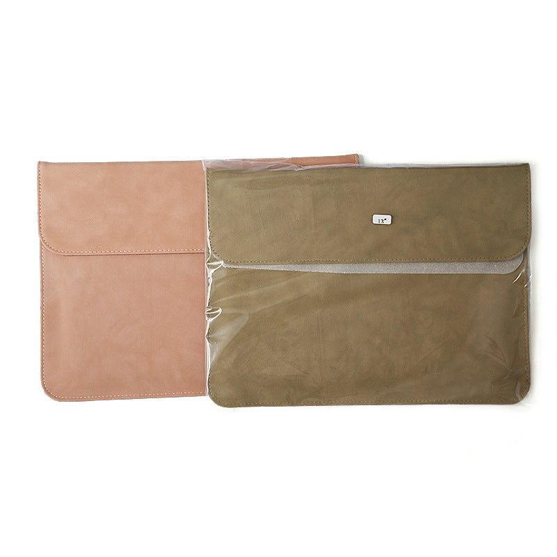 Faux suede envelope sleeve — flap closure