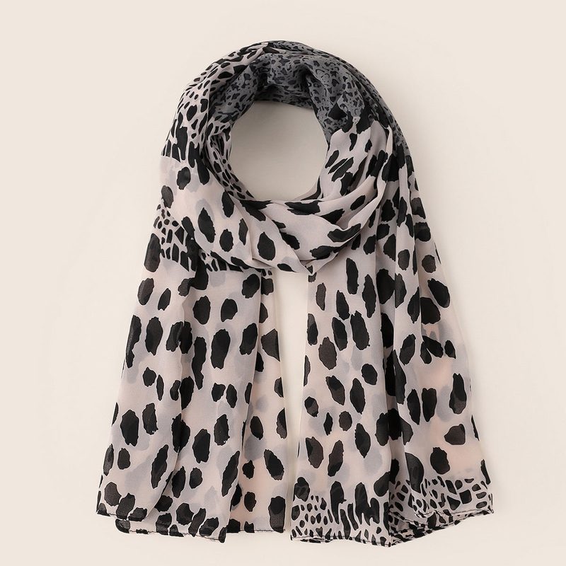 Écharpe femme imprimée en voile — léopard, pois, zèbre ou ch — coloris