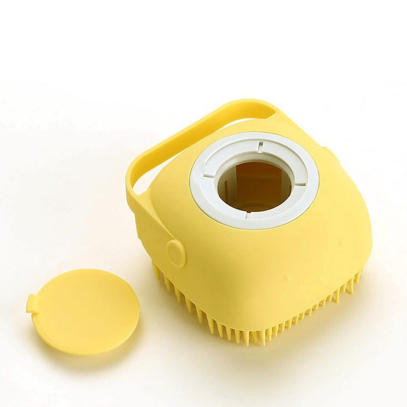 Brosse de bain en silicone à réservoir de shampoing, chien et chat