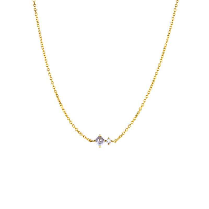 Collier pierre de naissance en argent 925 doré — chaîne fine