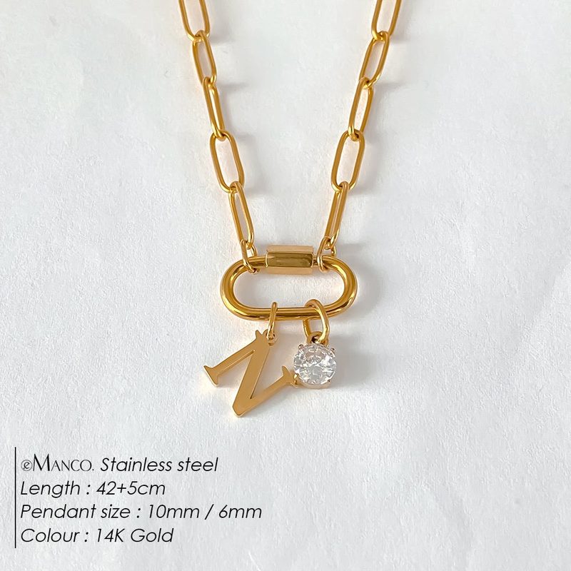 Collier lettre à personnaliser — initiale A à Z, acier inoxy — coloris