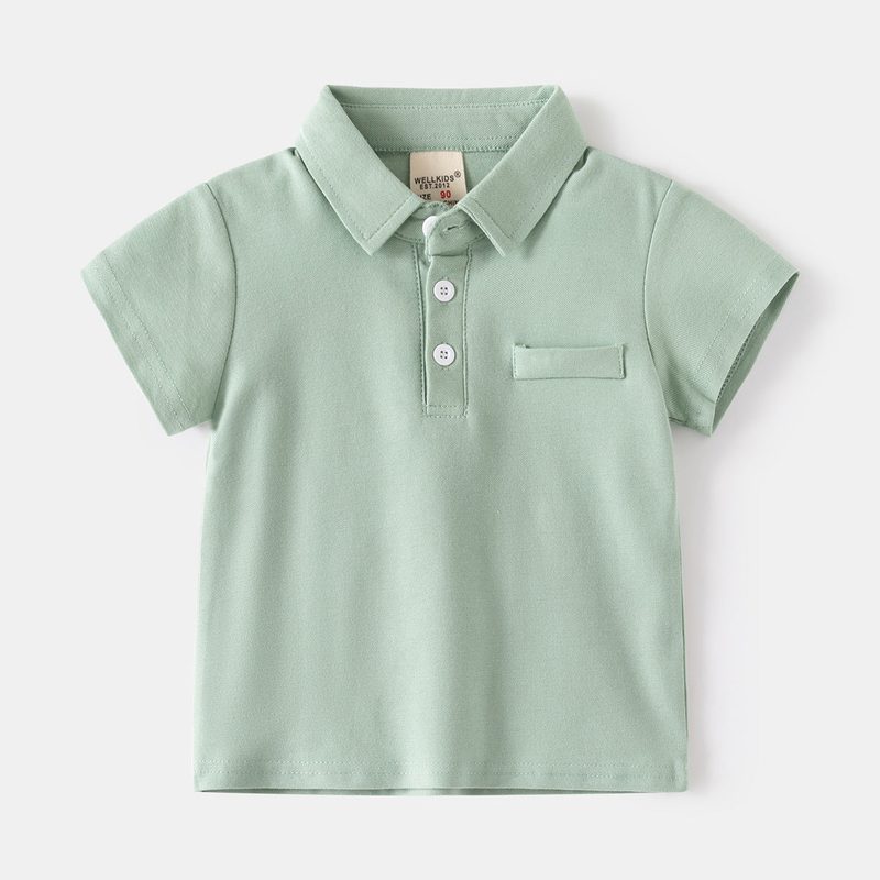 Boys’ cotton polo shirt — short sleeves, button collar