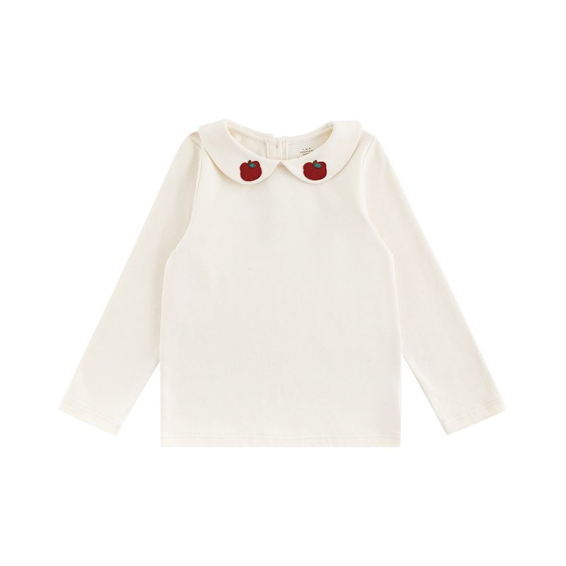 Camiseta interior de niña de cuello alto — motivo bordado