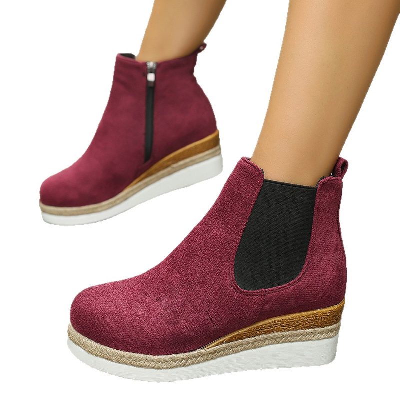 Bottines Chelsea compensées aspect daim — élastiques et zip