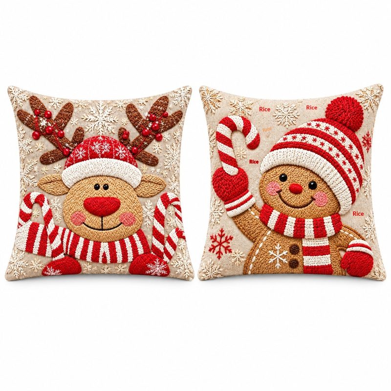 Housses de coussin de Noël, lot de 2 — 45 × 45 cm