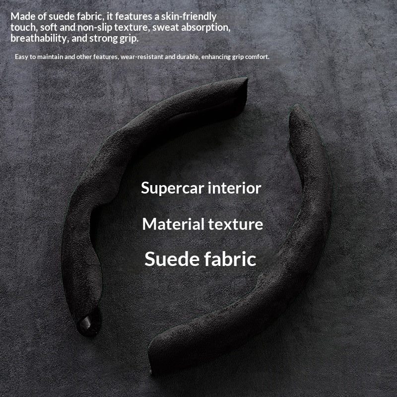 Faux suede steering wheel cover — absorbs sweat — colour